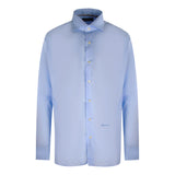 Aquascutum Plain Branded Logo Long Sleeve Blue Shirt