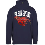 Plein Sport Large Racing Tiger Graphic Navy Blue Hoodie XL