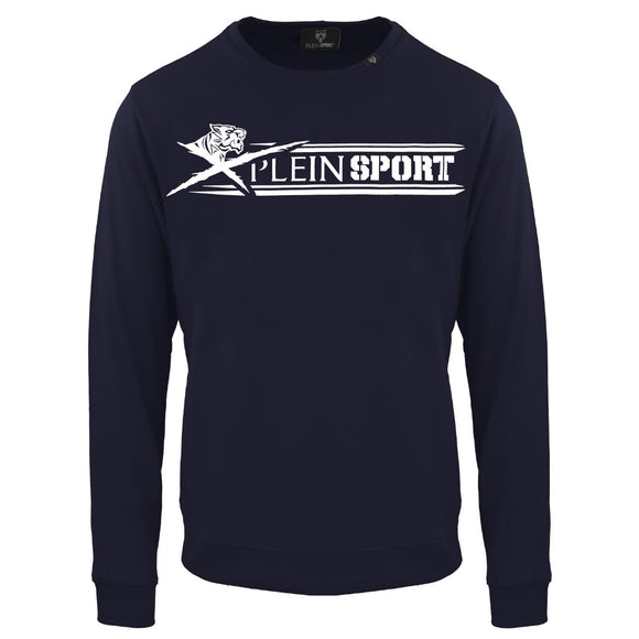 Plein Sport Large Underlined Brand Logo Navy Blue Sweatshirt S