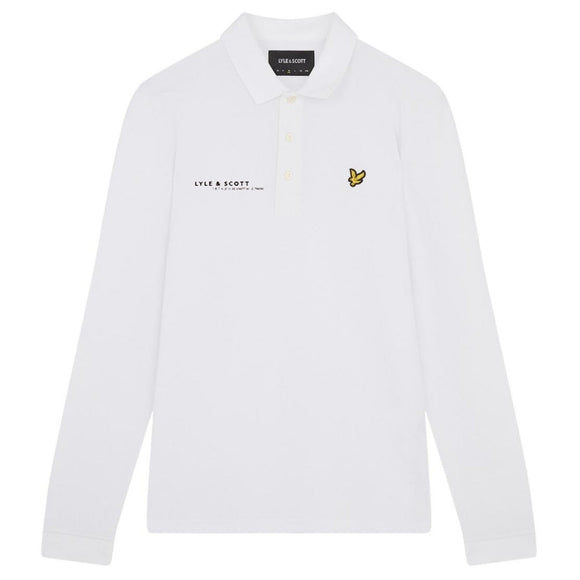 Lyle & Scott White Co-ordinate Print Logo Long Sleeved Polo Shirt M