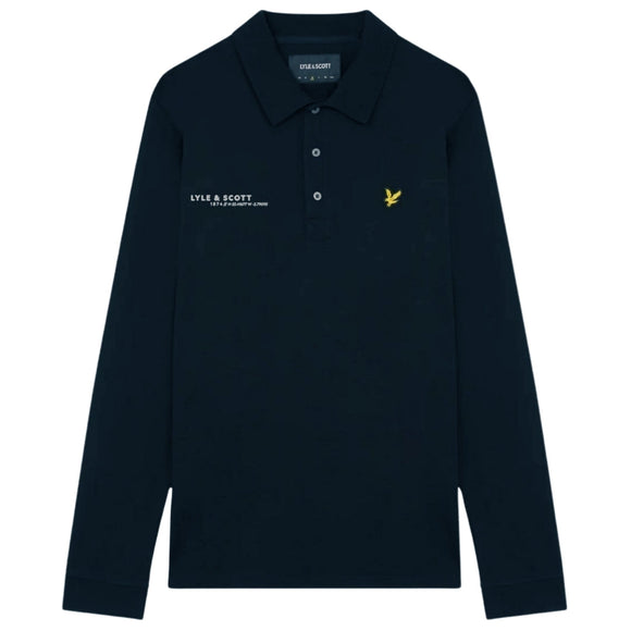 Lyle & Scott Navy Blue Co-ordinate Print Logo Long Sleeved Polo Shirt M