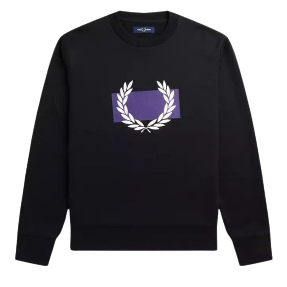 Fred Perry Laurel Wreath Graphic Black Sweatshirt