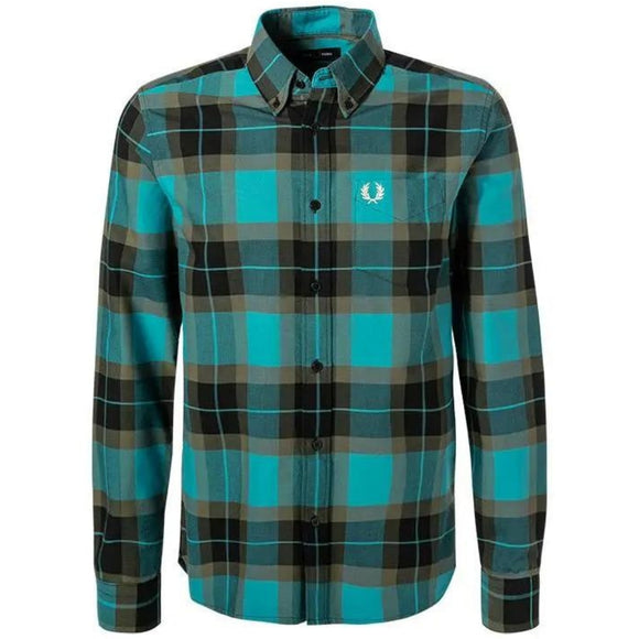 Fred Perry M6573 S10 Cyber Blue Casual Shirt
