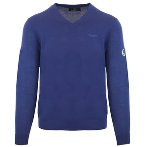 Aquascutum V-Neck Blue Pull Over Jumper S