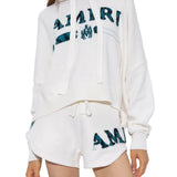 Amiri Leopard MA Bar Logo White Knitted Hoodie XS