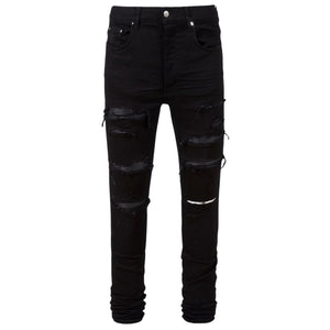 Amiri Leather Thrasher Black OD Jeans W30 / 32L