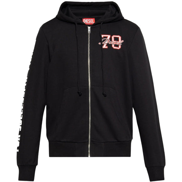 Diesel For Successful Living Arm Logo Black Zip-Up Hoodie S