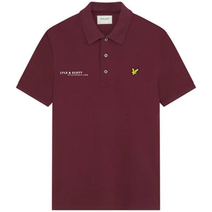 Lyle & Scott Burgundy Co-ordinate Print Logo Short Sleeved Polo Shirt XS