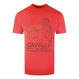 Cavalli Class Floral Tiger Design Red T-Shirt M