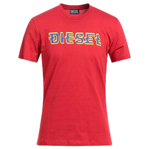 Diesel Pixel Logo Red T-Shirt S