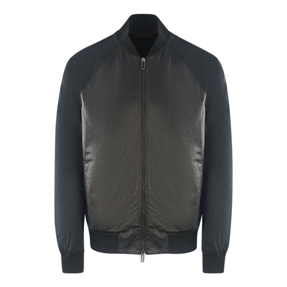 Emporio Armani Contrast Arms Black Leather Jacket - Nova Clothing