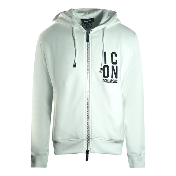 Dsquared2 Bold Icon Logo White Zip-Up Hoodie S