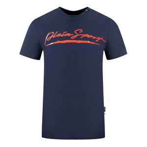 Plein Sport Brand Signature Logo Navy Blue T-Shirt S